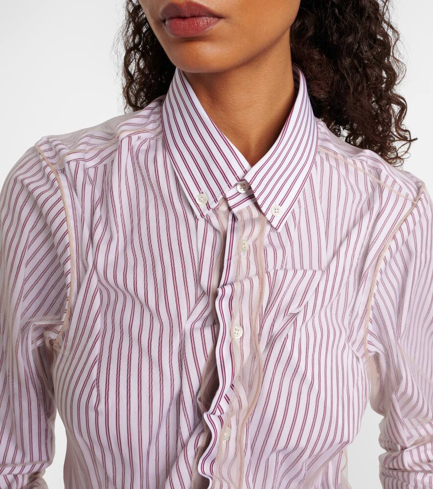 Рубашка из хлопкового поплина с защипами и в полоску Maison Margiela, Light Blue Stripe — фото 4