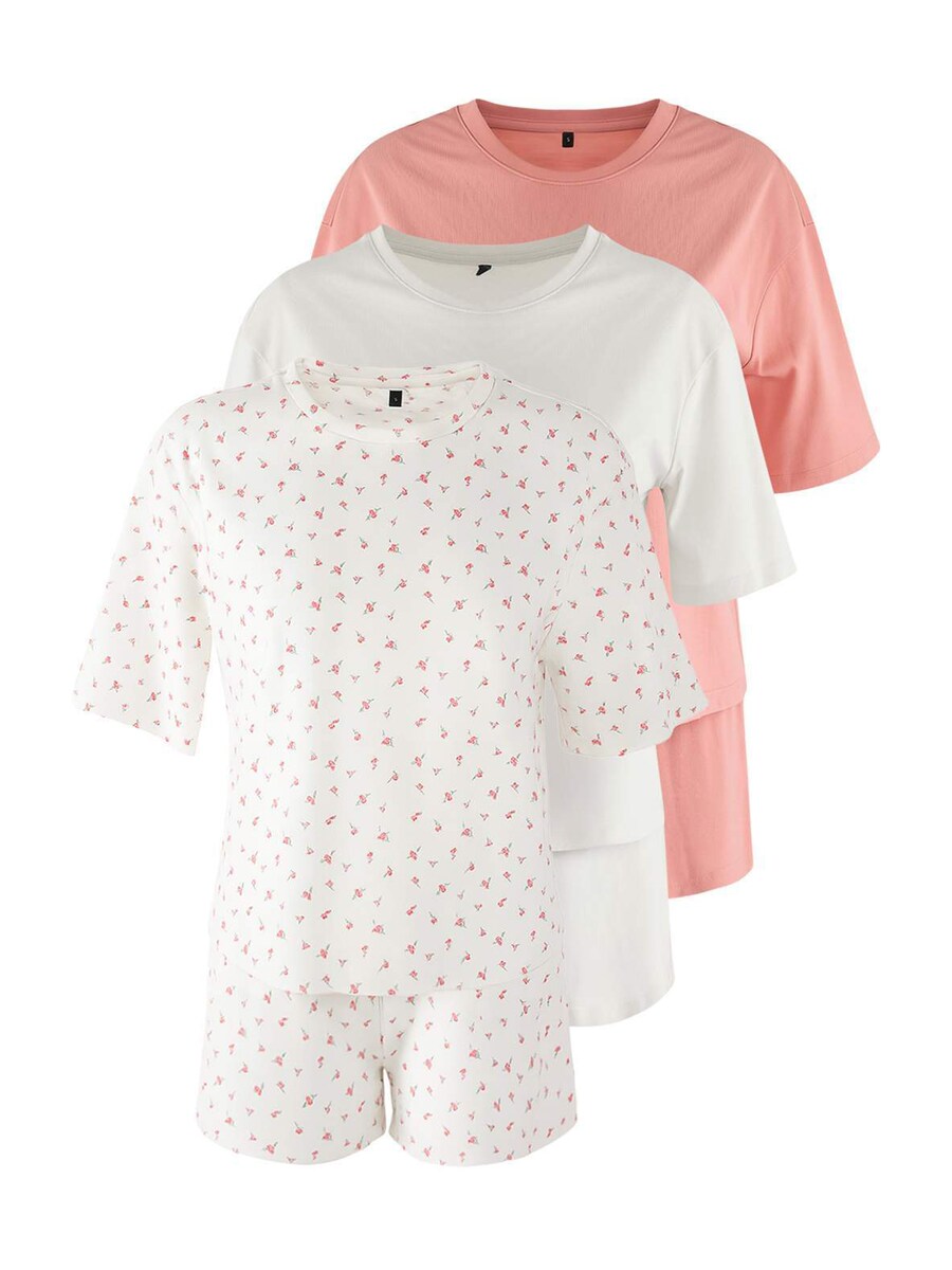

Короткий пижамный комплект Trendyol, Light pink/White