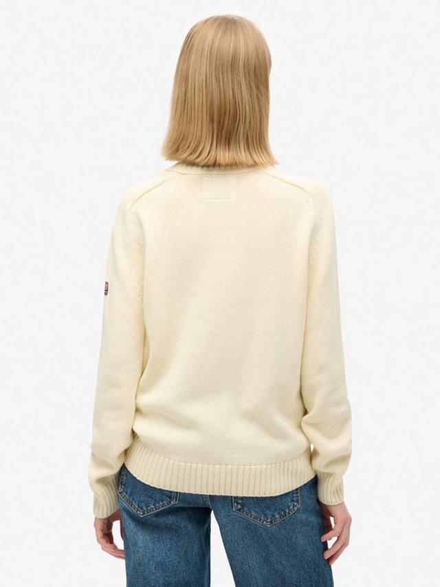 Органический хлопковый бесформенный вязаный свитшот Superdry, Natural White — фото 4