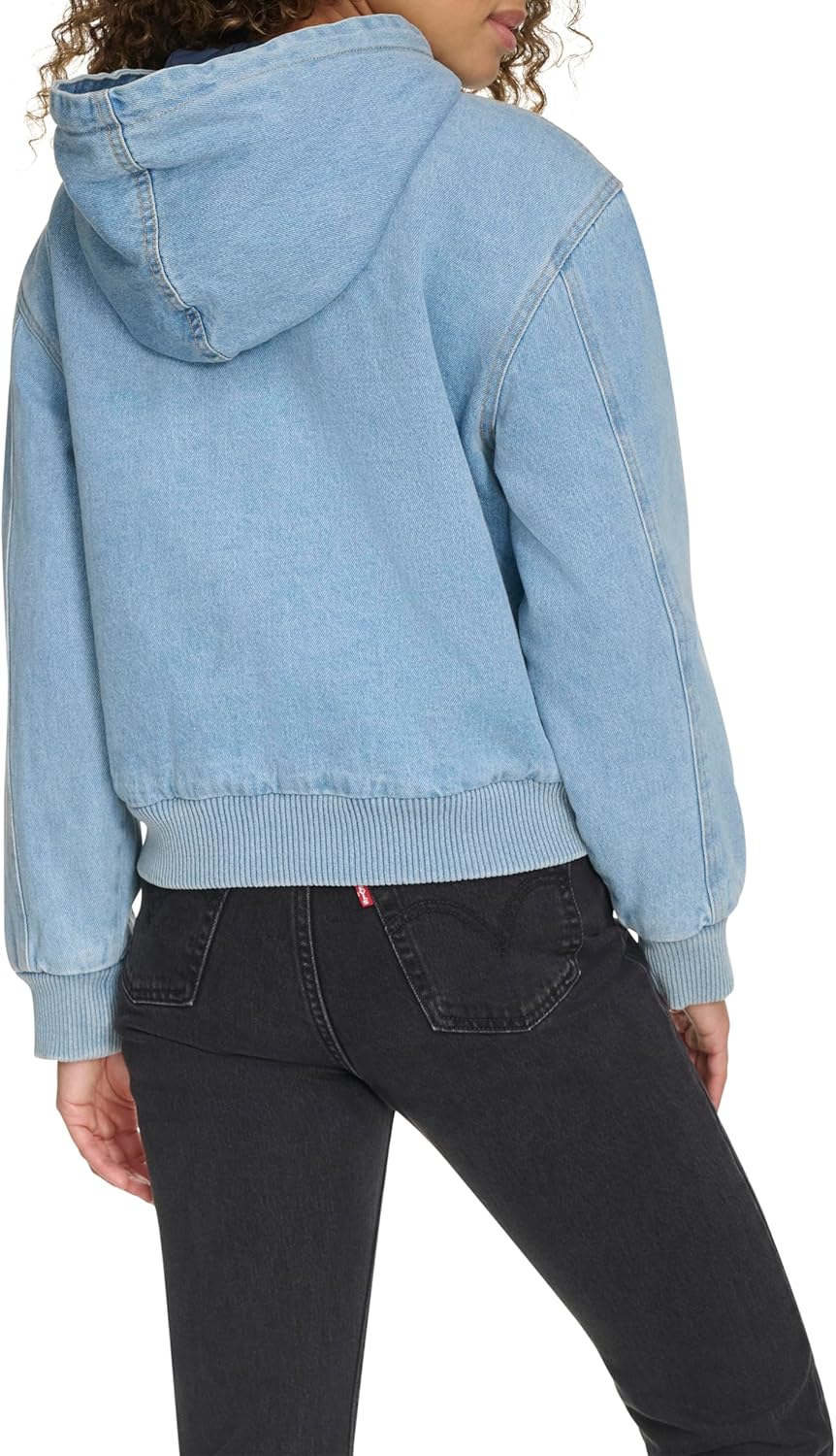 Женская куртка-бомбер Levi's Workwear Hoody Bomber (стандартные и большие размеры), Light Wash Denim (Filled) — фото 4