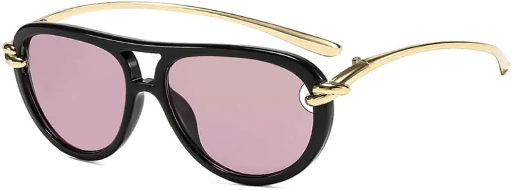 

Модные женские солнцезащитные очки с двойной перемычкой, овальные, с узлом, с полой оправой, защита от УФ-излучения UV400. Мужские солнцезащитные очки VFDHN, 68357-c5