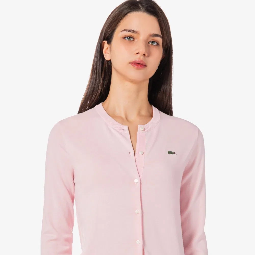 Кардиган Lacoste базовый светло-розовый с круглым вырезом — фото 2