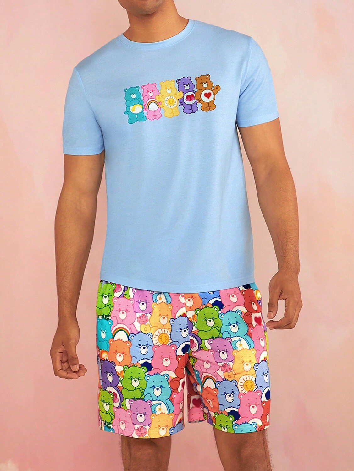 

Мужской комплект домашней одежды Shein X Care Bears, синий