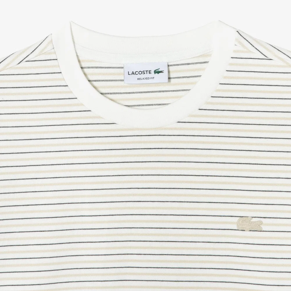 Мужская футболка с длинным рукавом в полоску белая от Lacoste — фото 2