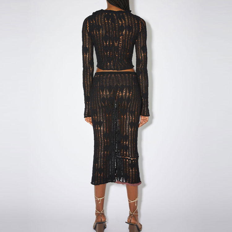 Вязаная длинная юбка Women's Acne Studios, черный — фото 4