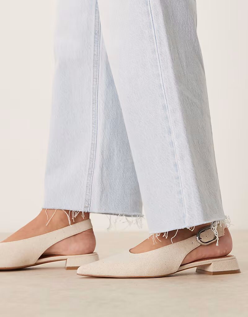 Балетки Leonora с открытой пяткой ASOS DESIGN из натуральной ткани — фото 4