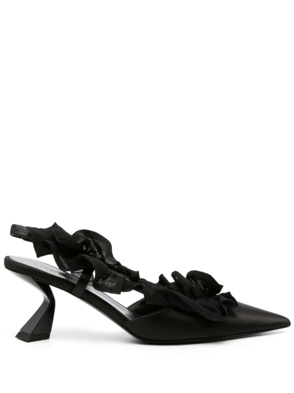 

Nensi Dojaka ruffle-detailed satin slingbacks, черный