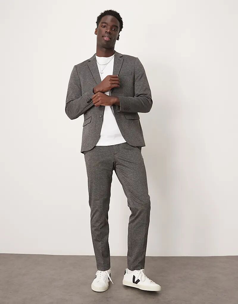 

Выбранные облегающие брюки Homme Noah темно-серого цвета из трикотажа Selected Homme