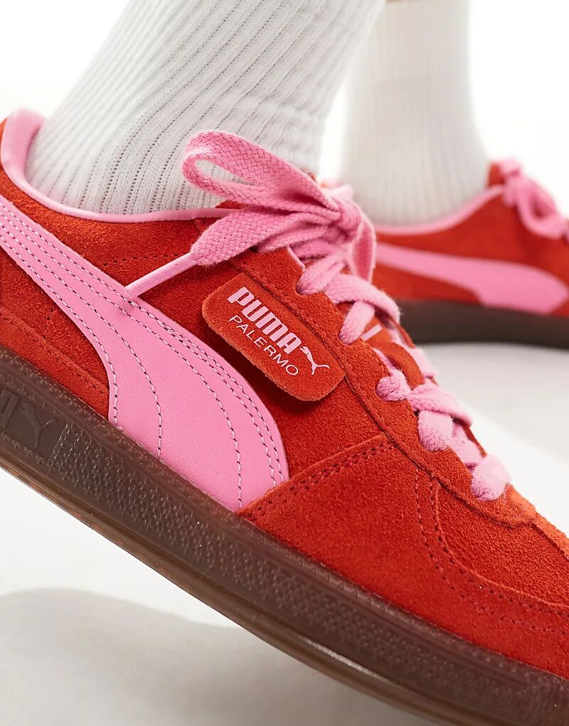Кроссовки Puma Palermo красного и розового цветов — фото 3