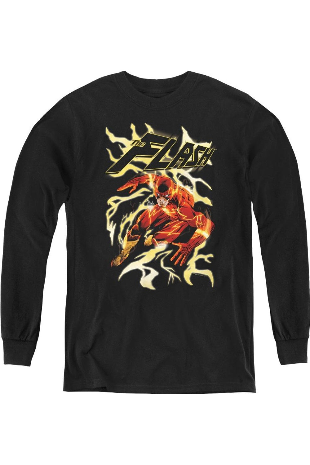 

Футболка с длинным рукавом для детей "Лига справедливости Америки" Electric Run Gildan, черный