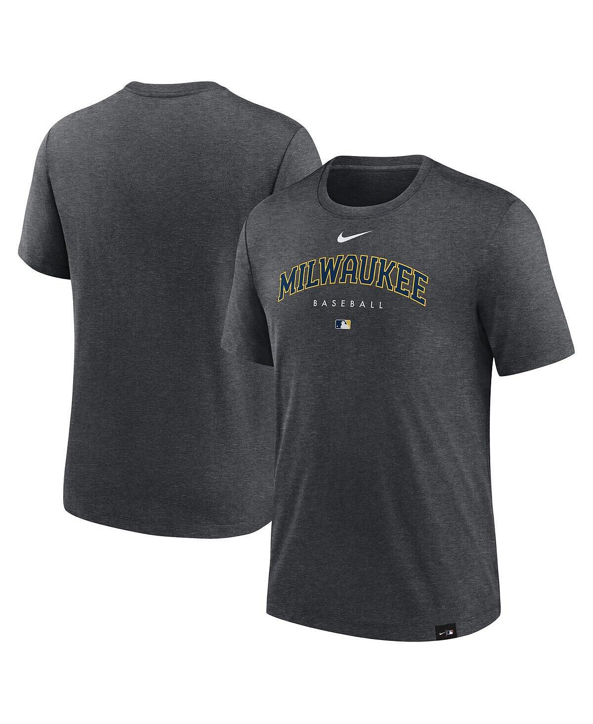 

Мужская футболка Heather Charcoal Milwaukee Brewers Authentic Collection Early Work Tri-Blend Performance Nike