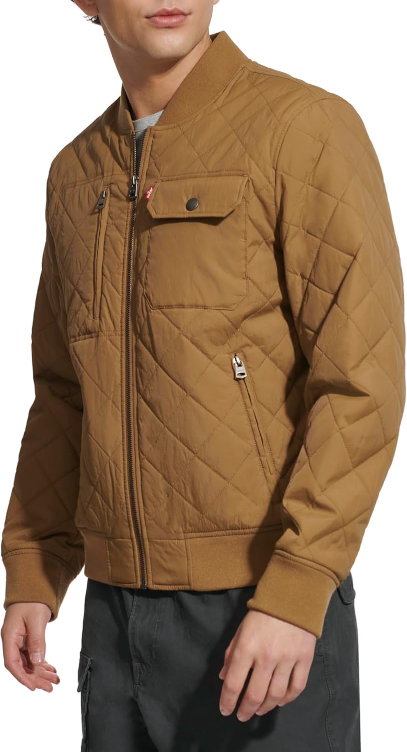Мужская куртка-бомбер Levi's с ромбовидной стежкой, New Khaki Dry Touch Nylon — фото 4