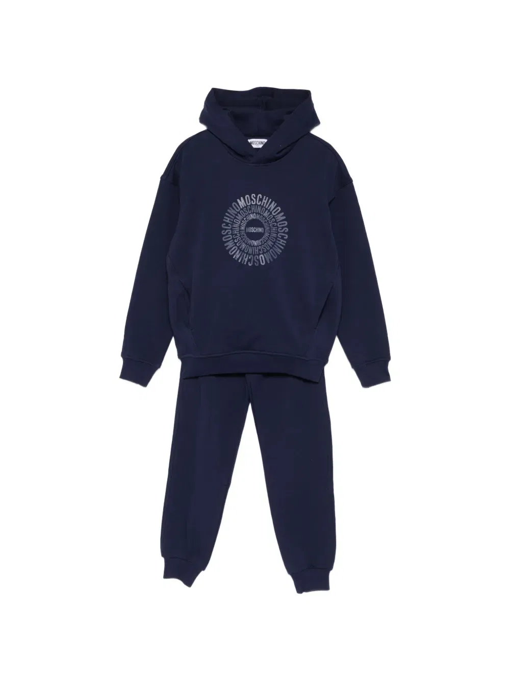 Спортивный костюм с капюшоном и графическим принтом Moschino Kids, синий