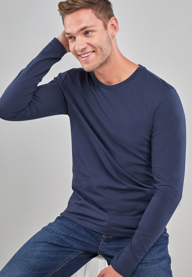 Топ с длинным рукавом Long Sleeve Crew Neck Next, темно-синий — фото 3