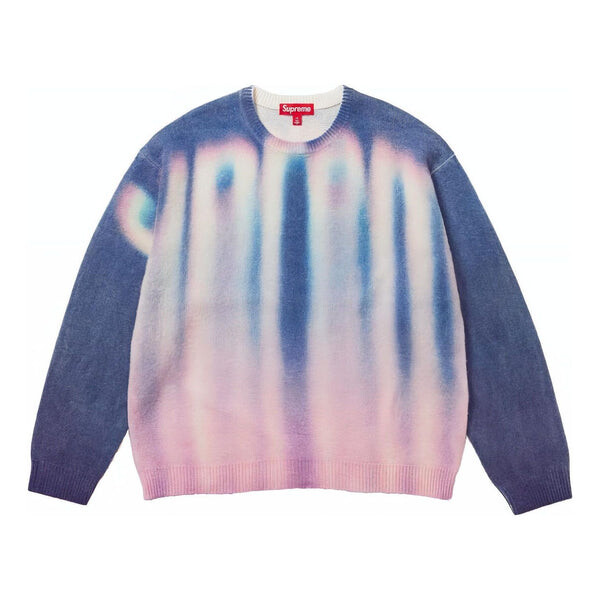 

Свитер blurred logo sweater 'blue white pink' Supreme, синий