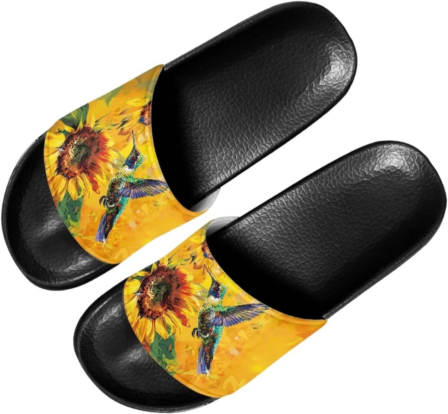 

Женские сандалии Forchrinse Sunflower Bee, повседневные слайд-сандалии, легкие тапочки для душа, дома и на пляже, Hummingbird Sunflower