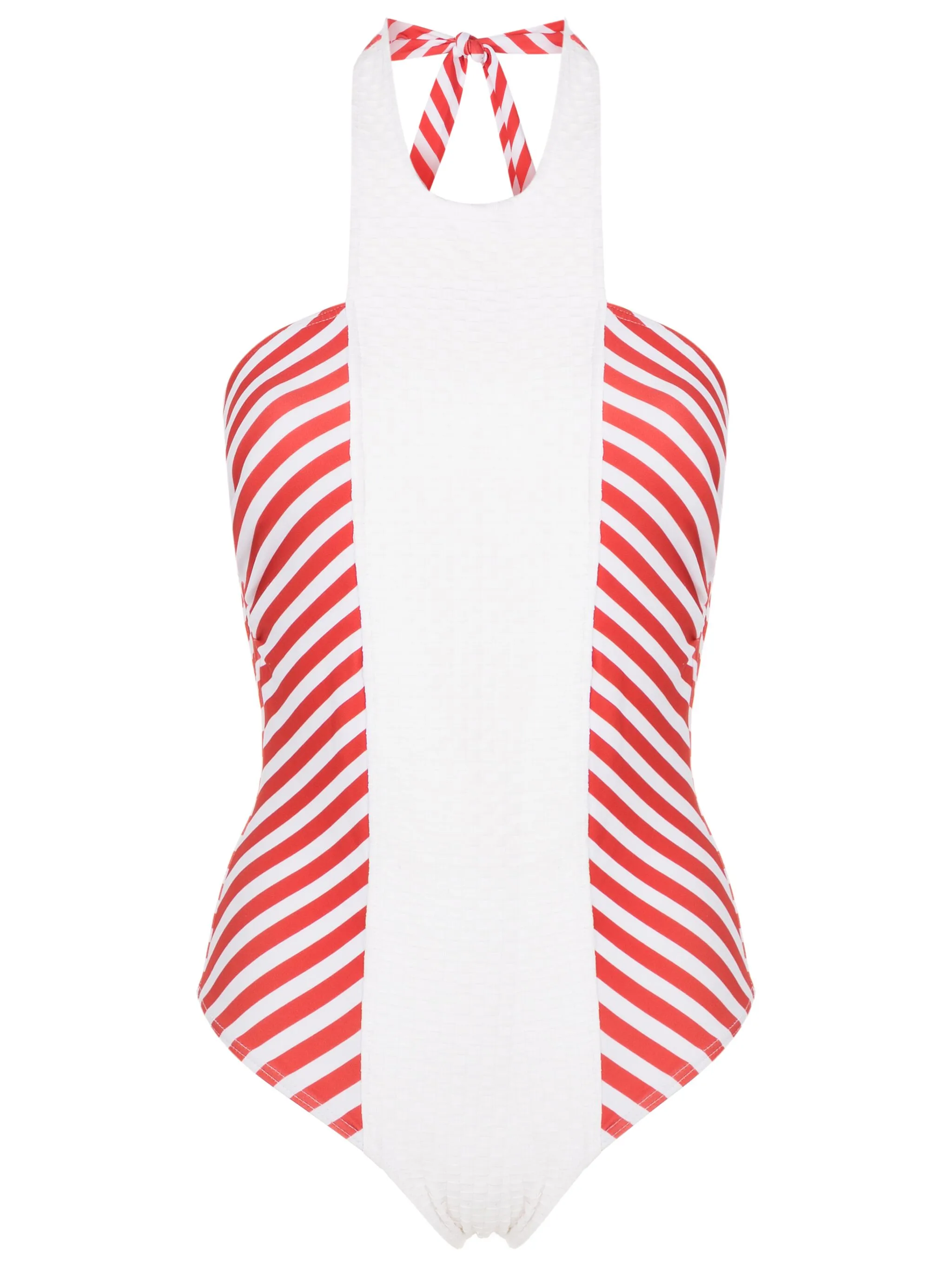 

Полосатый купальник с высоким воротом Amir Slama, белый