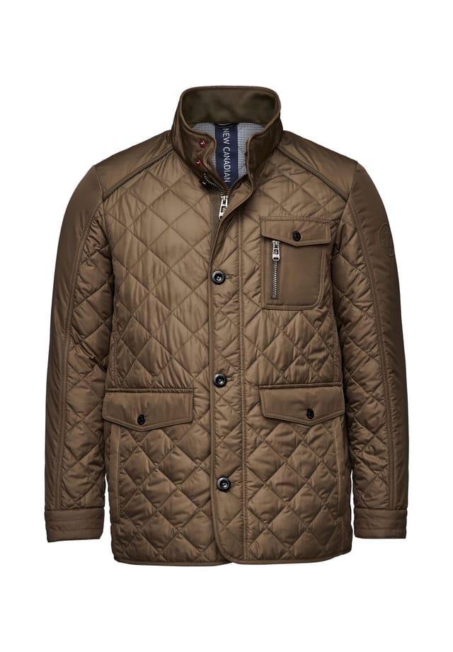 

Всесезонная стеганая куртка с трикотажной вставкой на внутреннем воротнике New Canadian, зеленый