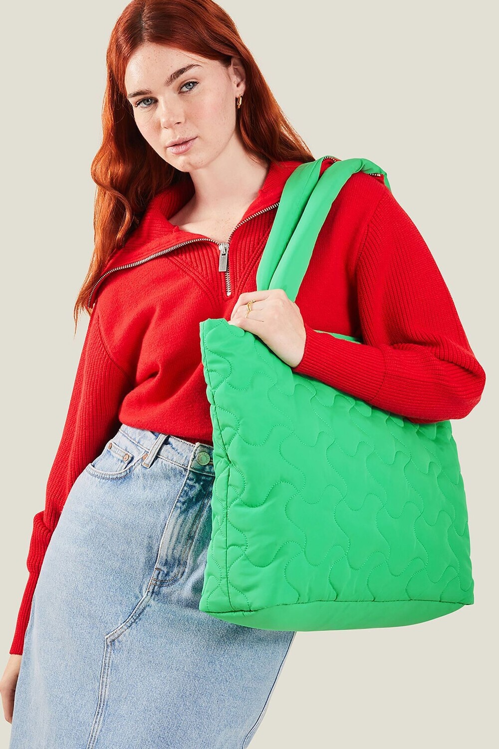 

Стеганая сумка-шоппер Accessorize, зеленый