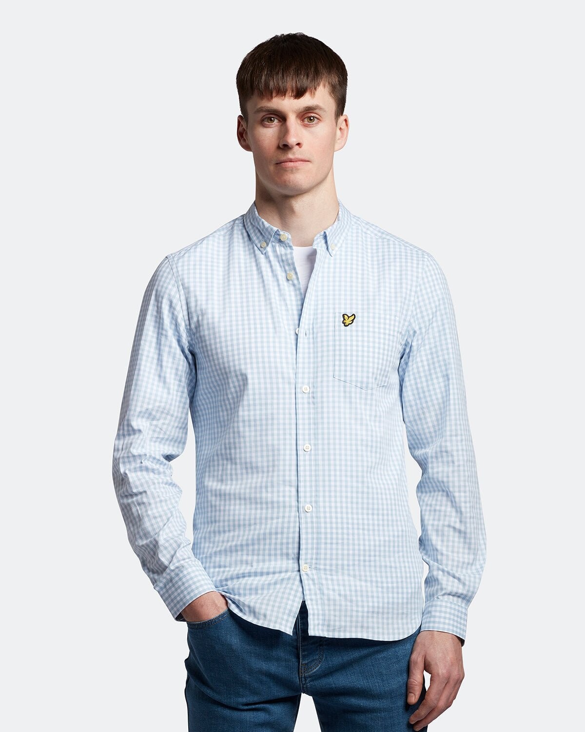 

Рубашка в клетку с длинными рукавами и облегающим кроем Lyle & Scott, синий