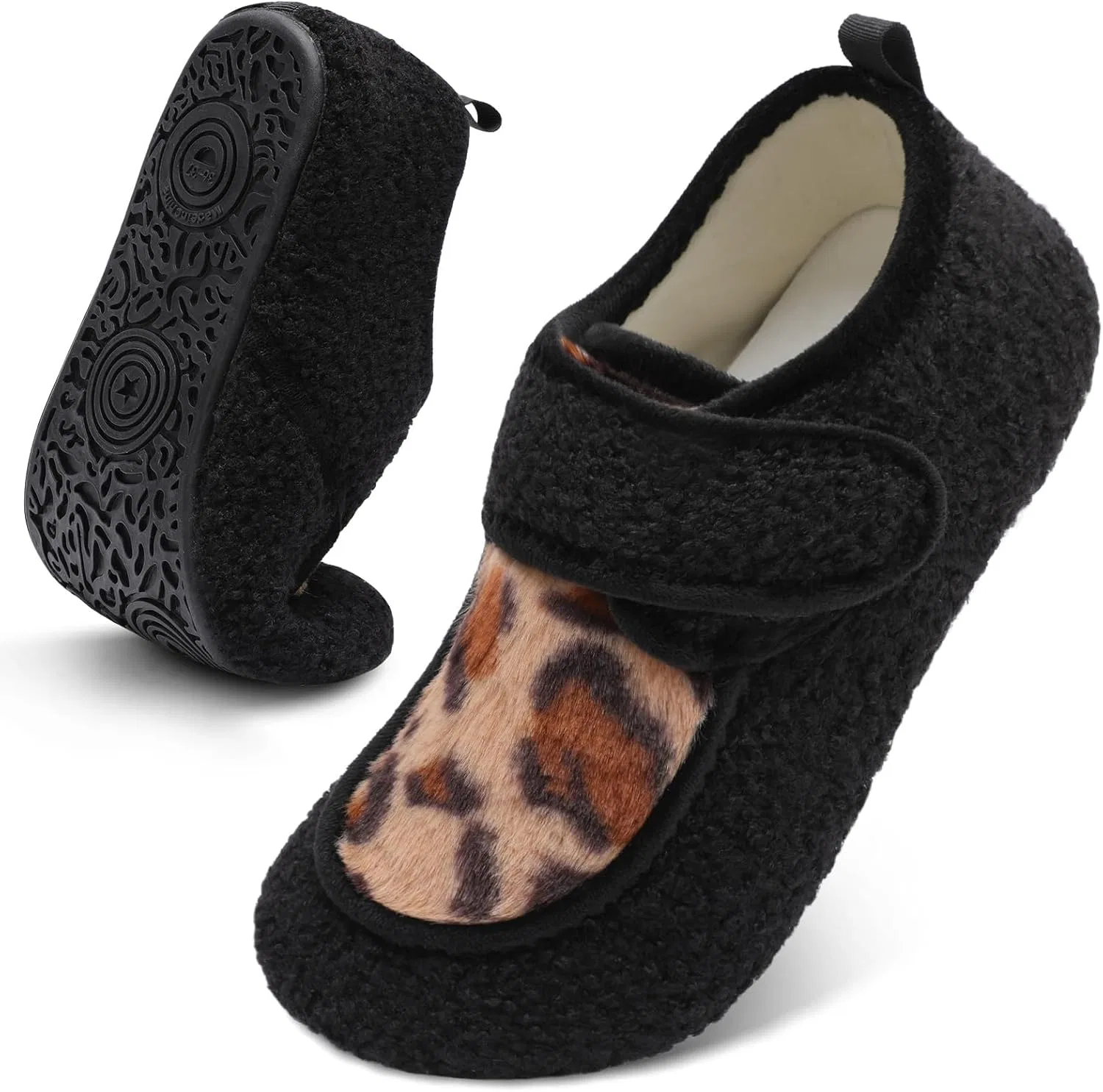 Тапочки широкие с регулировкой, BARERUN, Black Leopard