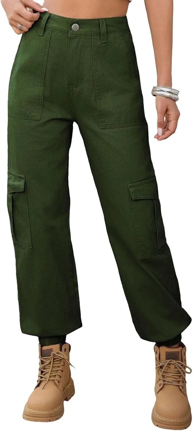 Джинсы карго, широкие, Army Green