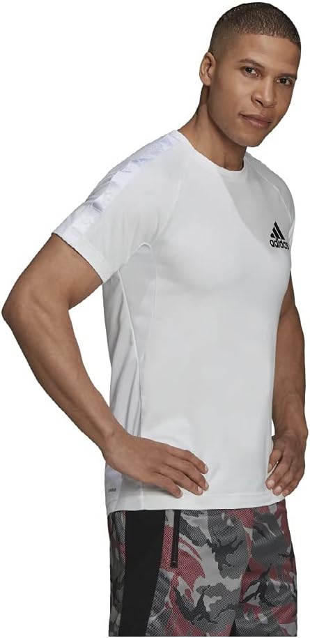 Мужская футболка adidas Aero Lady Designed to Move Sport Motion Logo с коротким рукавом (IYQ66), белый/черный — фото 3