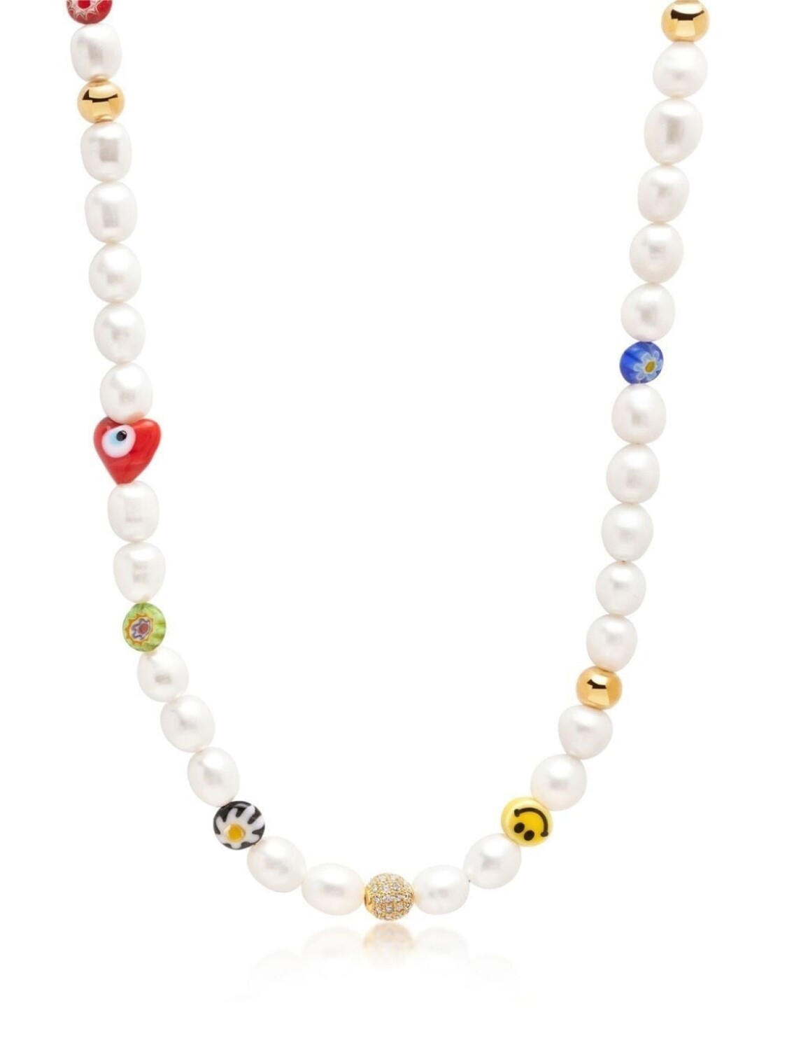 

Колье Smiley Face с жемчугом Nialaya Jewelry, белый