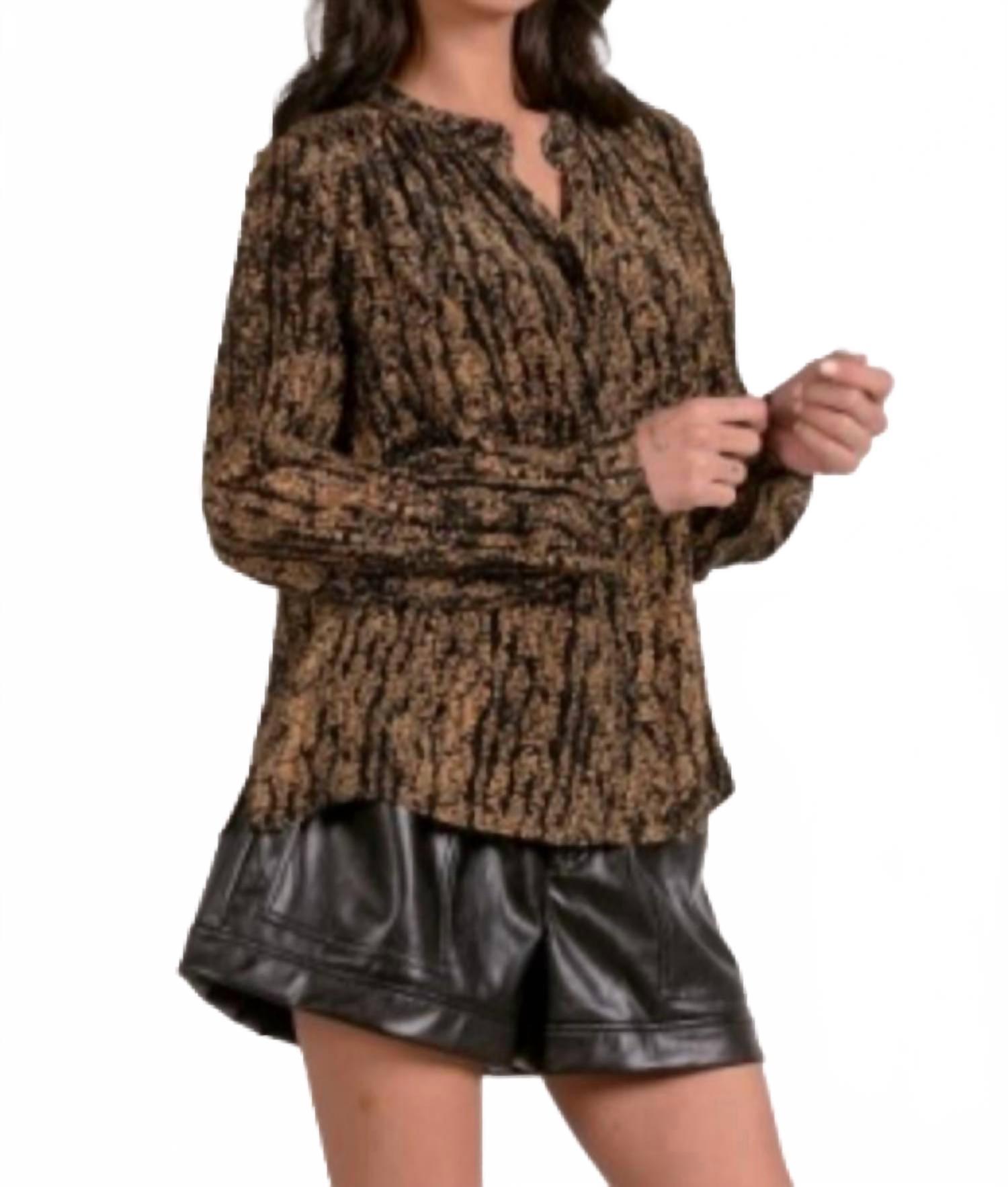 

ELAN Золотистая рубашка с глицинией, черная