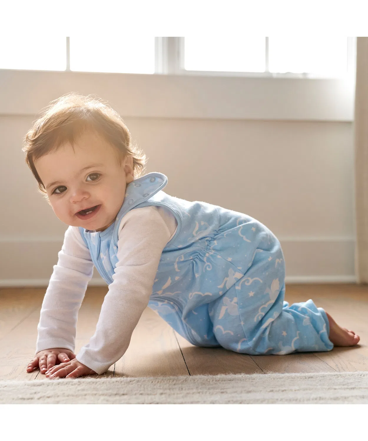 Спальный мешок с ножками Aden + Anais из хлопка 0.5 TOG, светло-серый — фото 3