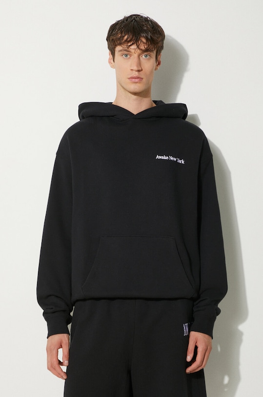 

Хлопковая толстовка Serif Hoodie Awake Ny, черный