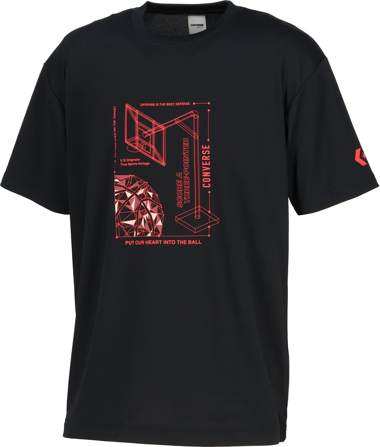 

Баскетбольная футболка Converse CB252361 с коротким рукавом и принтом, влагоотводящая, быстросохнущая, унисекс, черный/красный