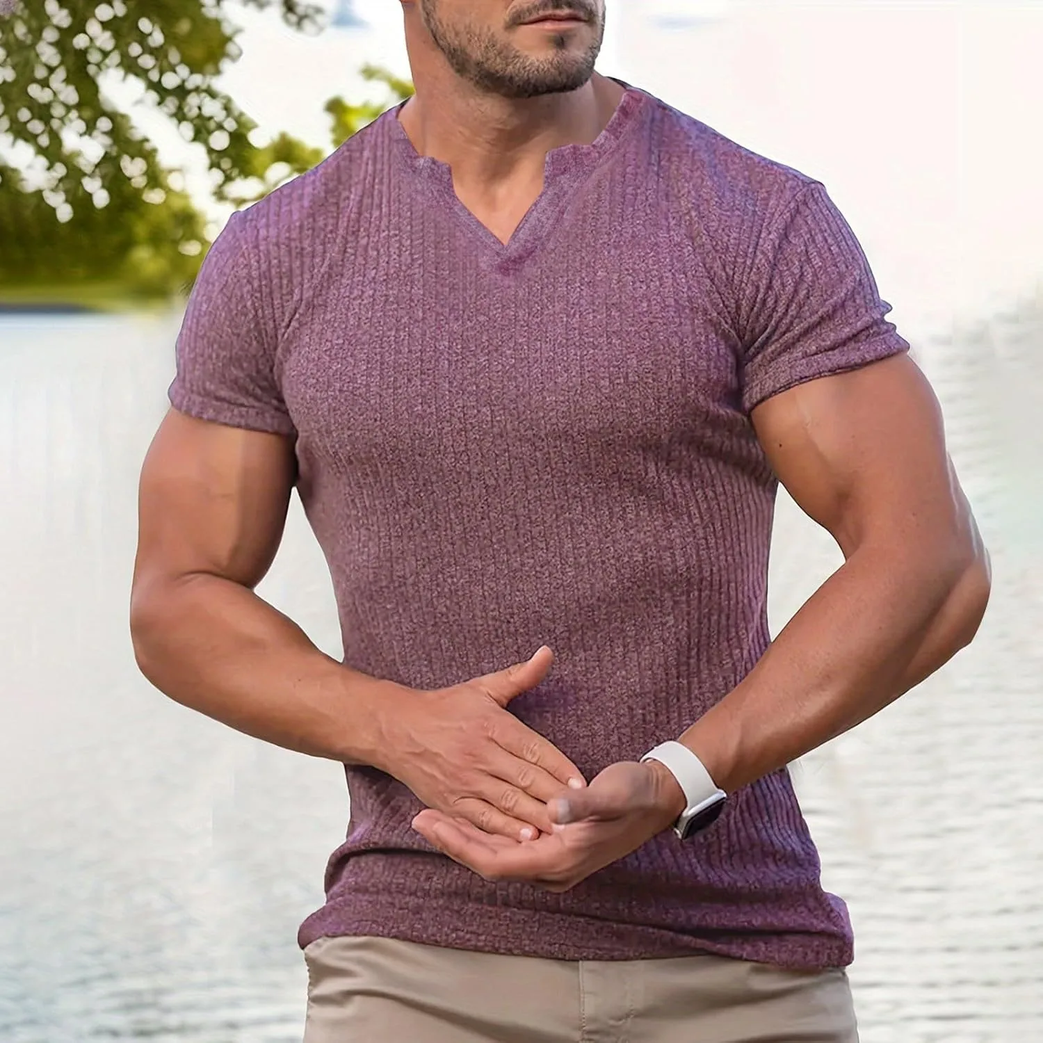 Мужская футболка Muscle Slim с коротким рукавом, Slim Fit, для тренировок — фото 2