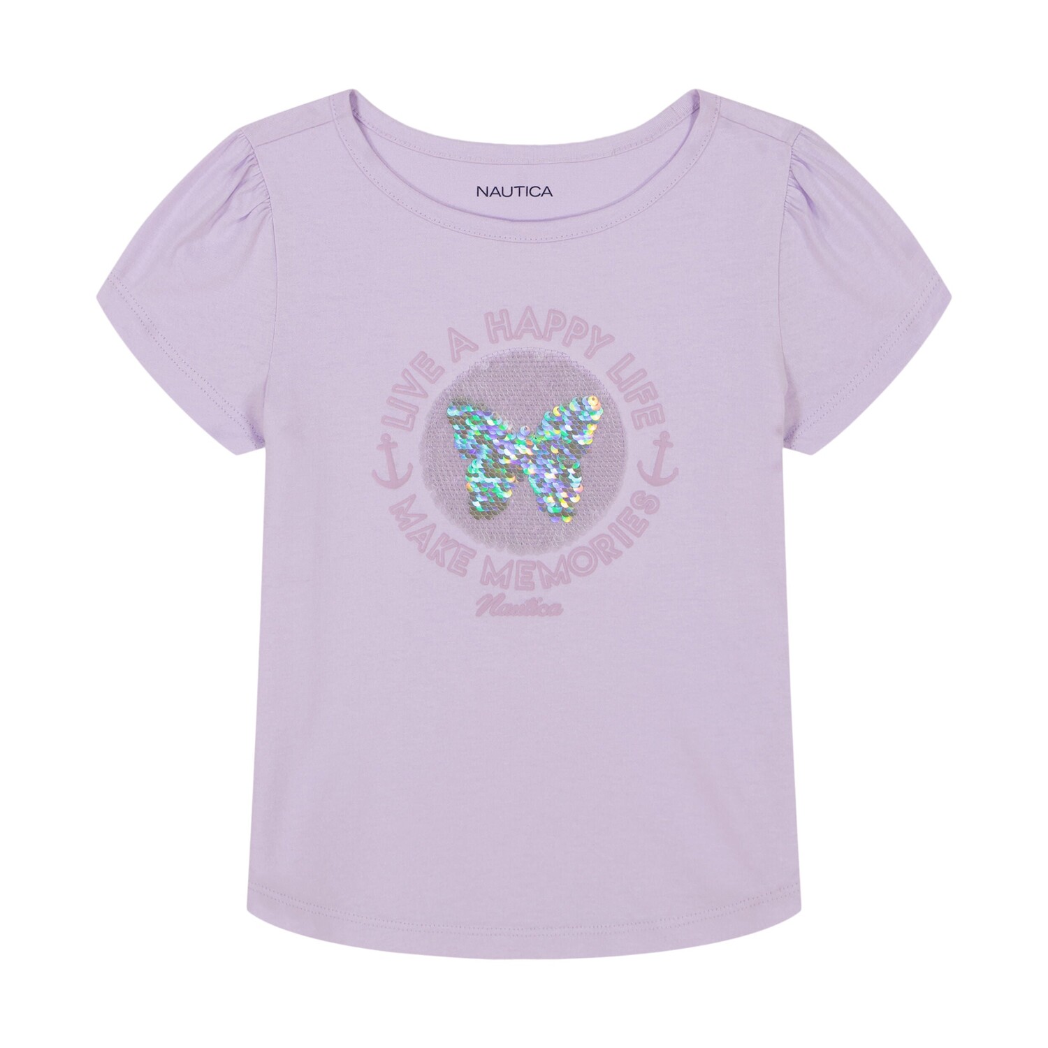 

Футболка Nautica Little Girls «Живи счастливой жизнью» (4–6X), лаванда