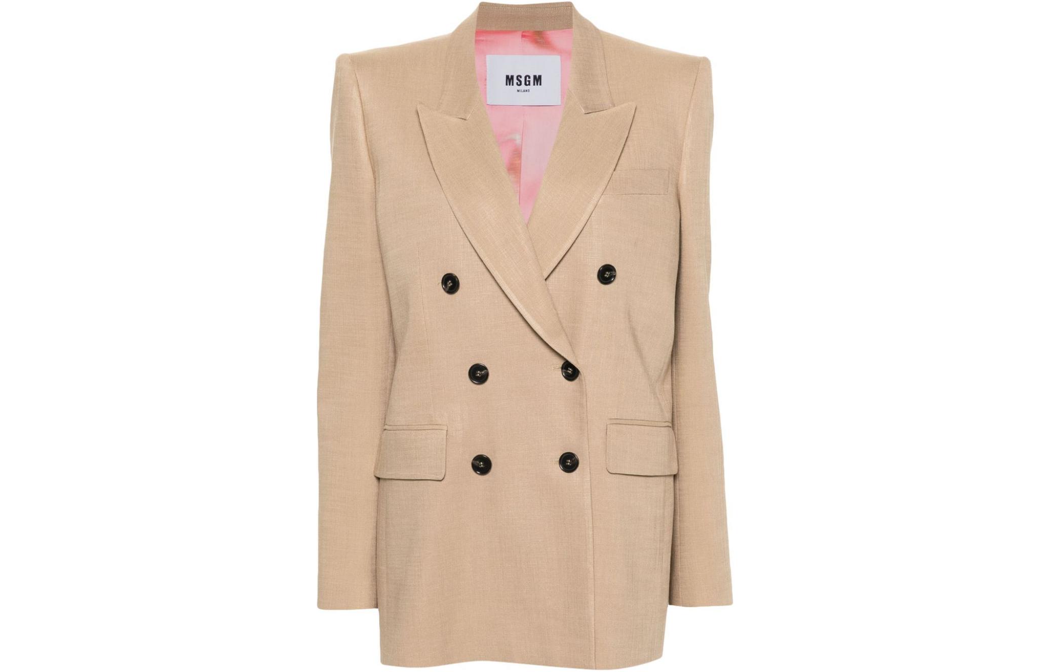 

MSGM Двубортный длинный пиджак, Light Brown