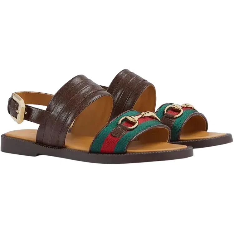 Сандалии GUCCI Horsebit Leather Low Top Brown Kids' — фото 4