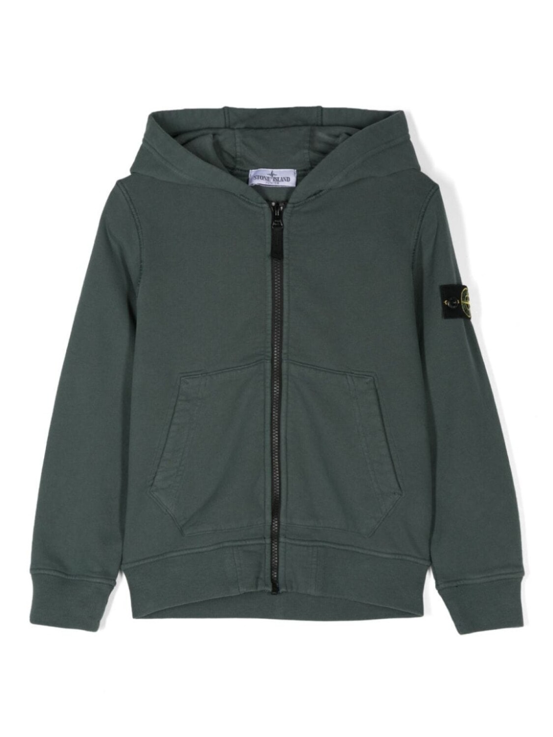 

Stone Island Junior толстовка с капюшоном на молнии с изображением компаса, зеленый