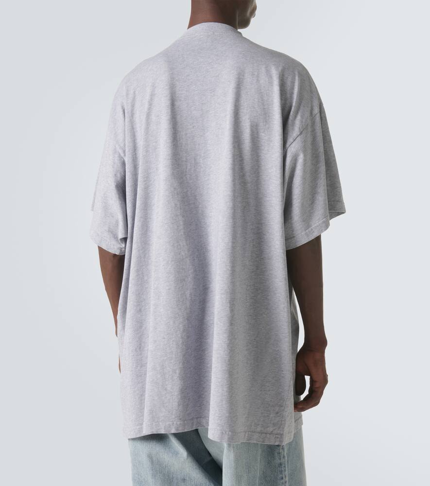 Оверсайз хлопковая футболка из джерси Balenciaga, 9921-Heather Grey/Yellow — фото 4