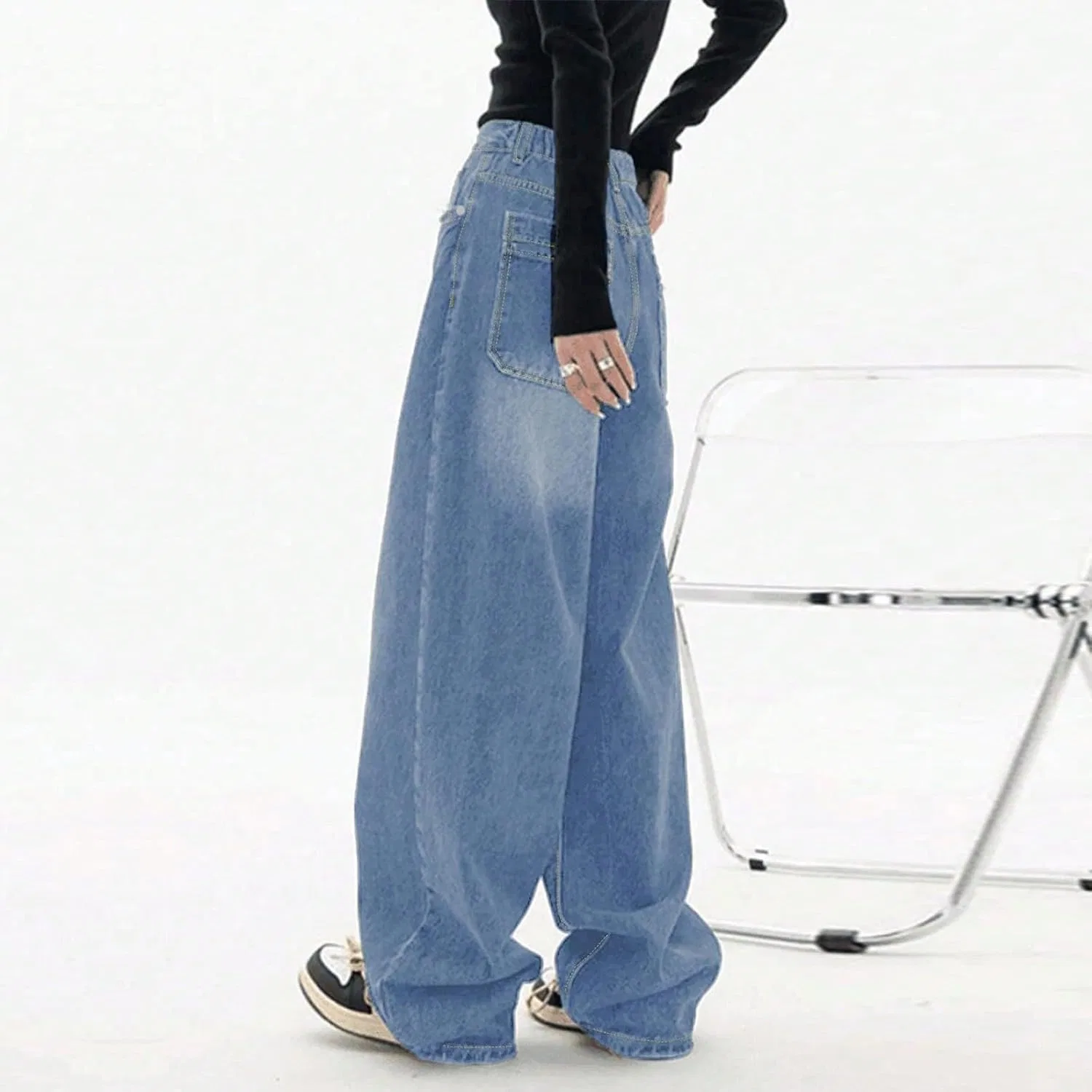 Джинсы свободные Baggy Cargo Pants, light blue — фото 3