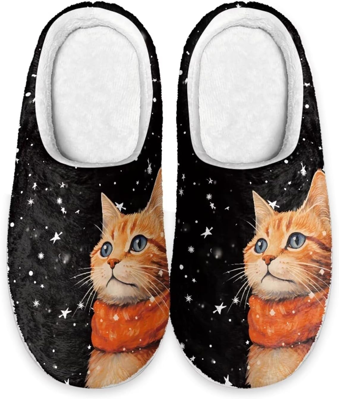 

Женские домашние тапочки Forchrinse с милым 3D мопсом, теплые уютные тапочки, мужские домашние туфли, мягкие плюшевые пушистые тапочки для дома и улицы с противоскользящей подошвой, Cute Cat Star