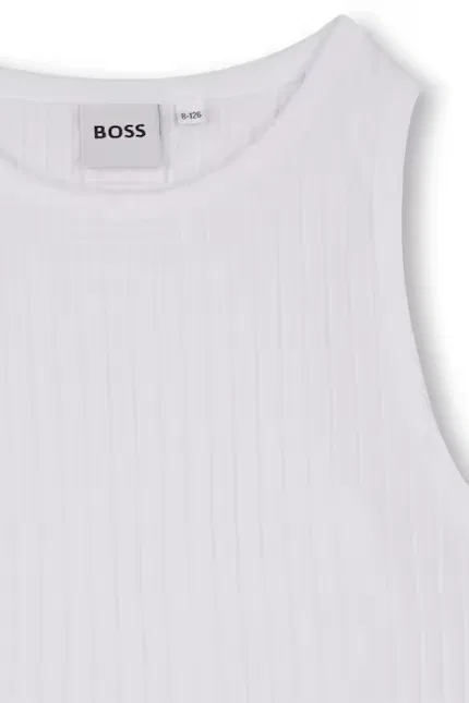 Топ детский из гладкого материала BOSS, белый — фото 3