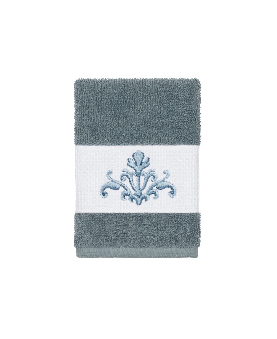 Салфетка для умывания из турецкого хлопка алого цвета с вышивкой. Linum Home, Teal — фото 2