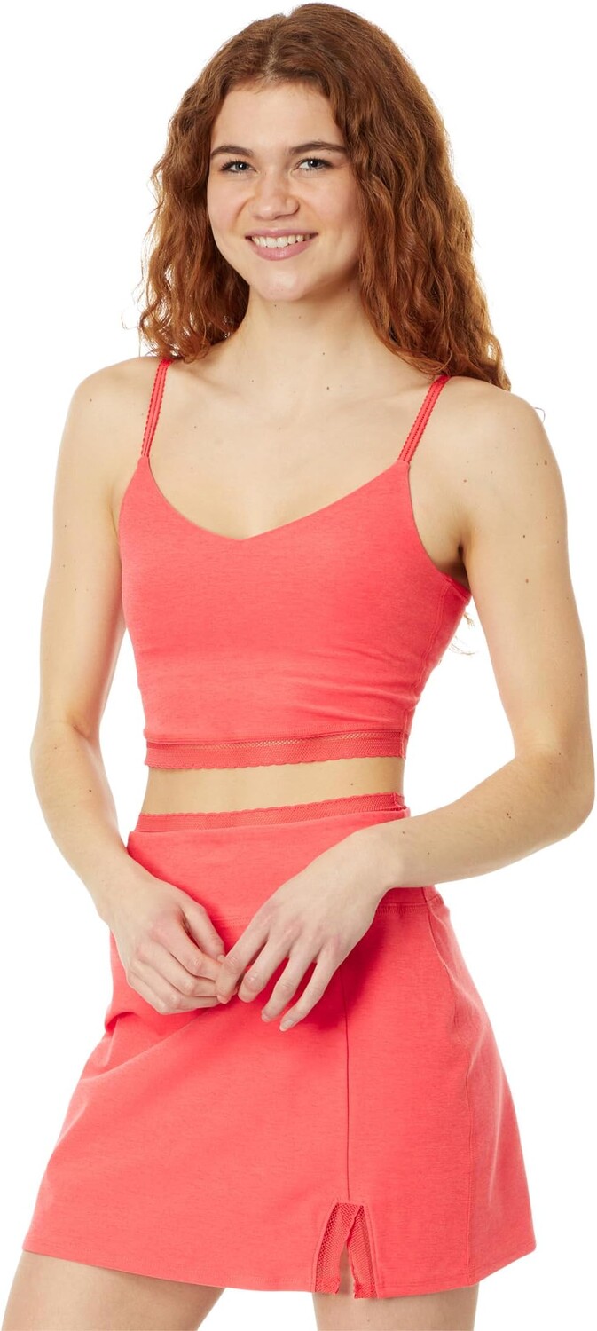 

Топ Beyond Yoga Spacedye Allure Lace High Cropped Tank, цвет Red Ash Heather