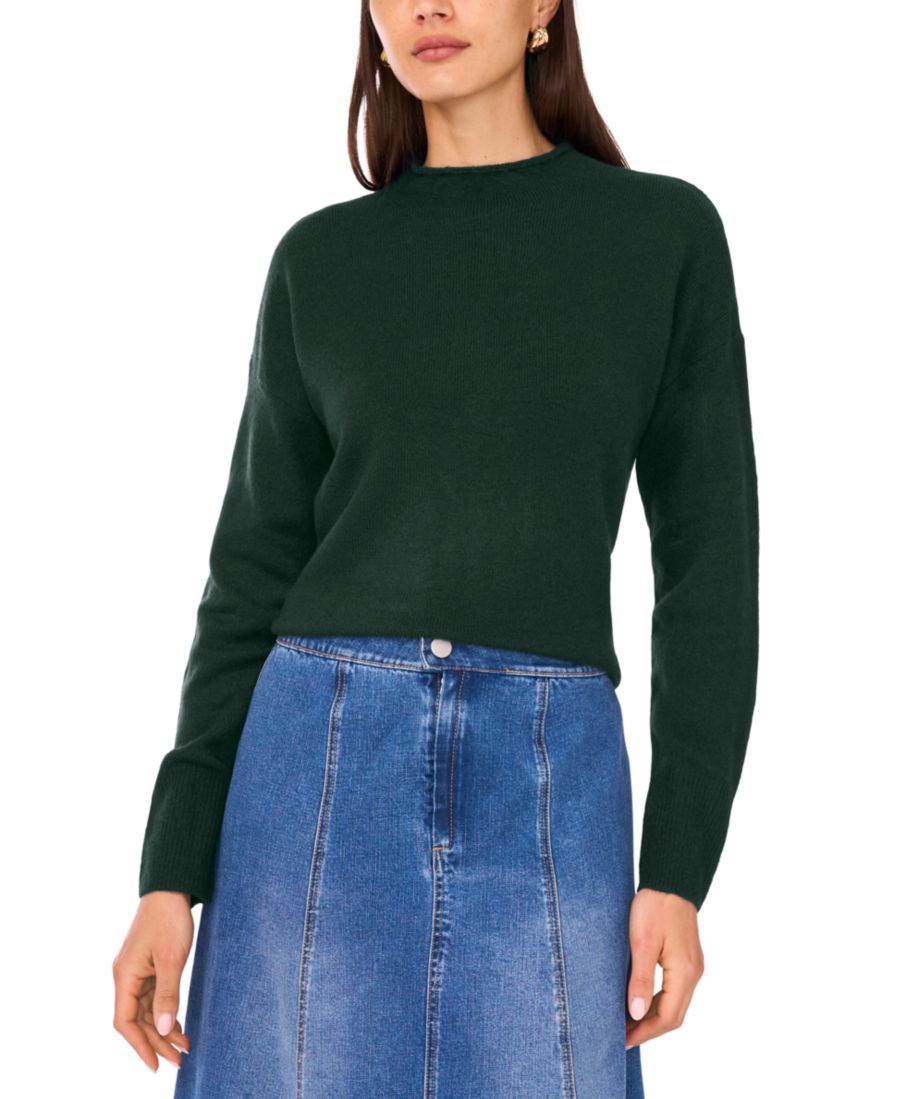 

Женский свитер с длинными рукавами, воротником-стойкой и подвернутым низом 1STATE, Windsor Moss