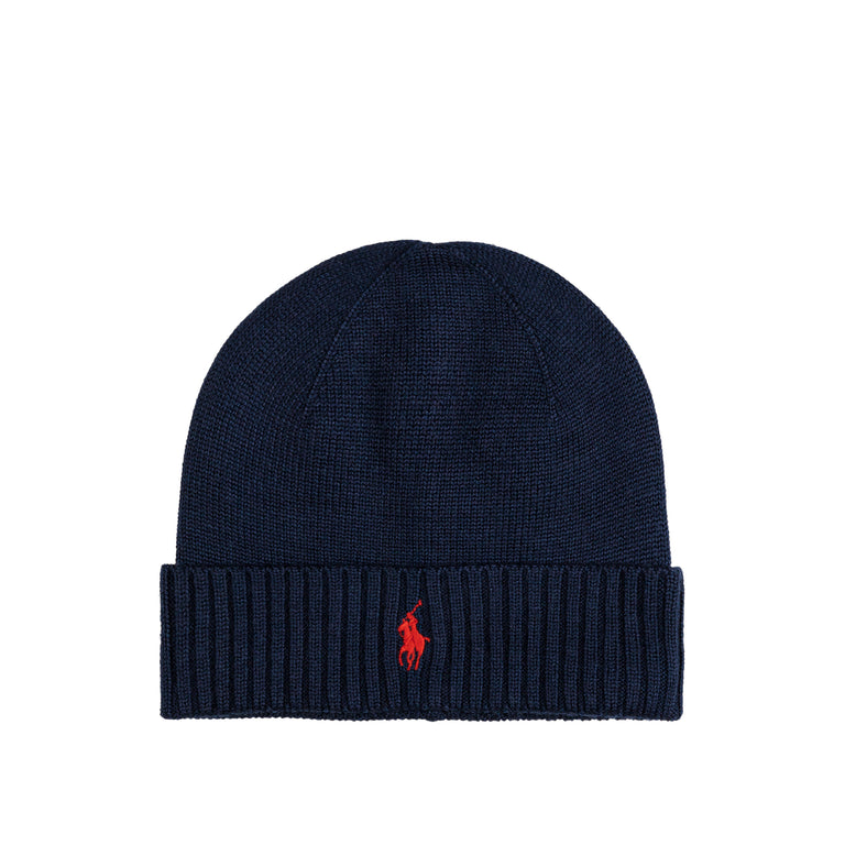 

Шапка signature pony wool beanie Polo Ralph Lauren, синий