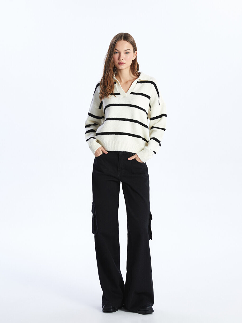 

Широкие женские джинсовые брюки карго LCW Jeans, черное родео, Черный, Широкие женские джинсовые брюки карго LCW Jeans, черное родео