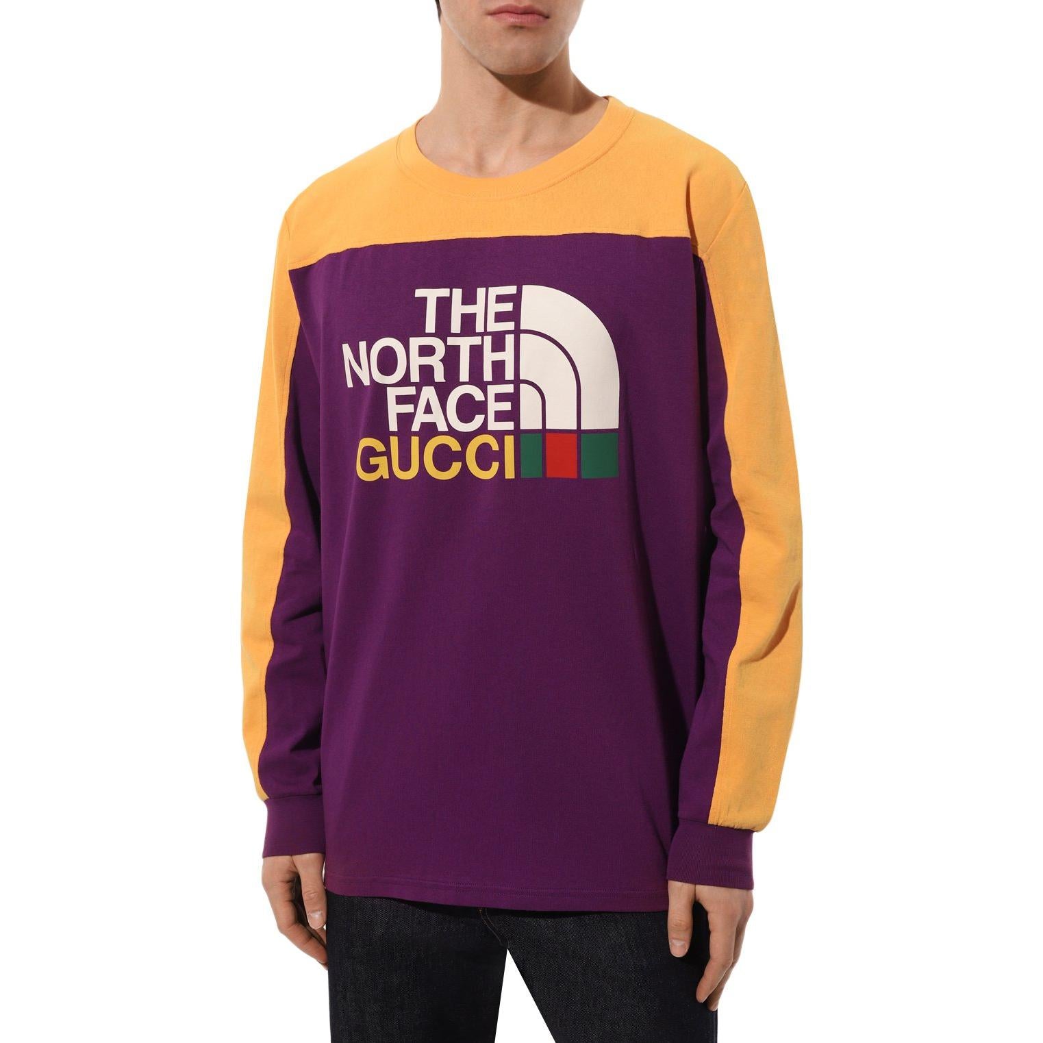 Футболка Gucci x The North Face Long Sleeve Cotton T-Shirt 'Purple Yellow', фиолетовый — фото 2