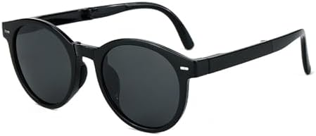 

Складные солнцезащитные очки в стиле ретро для женщин, круглые солнцезащитные очки с поляризацией для мужчин, защита от УФ-излучения UV400, аксессуары для мужчин MTZJH, Black