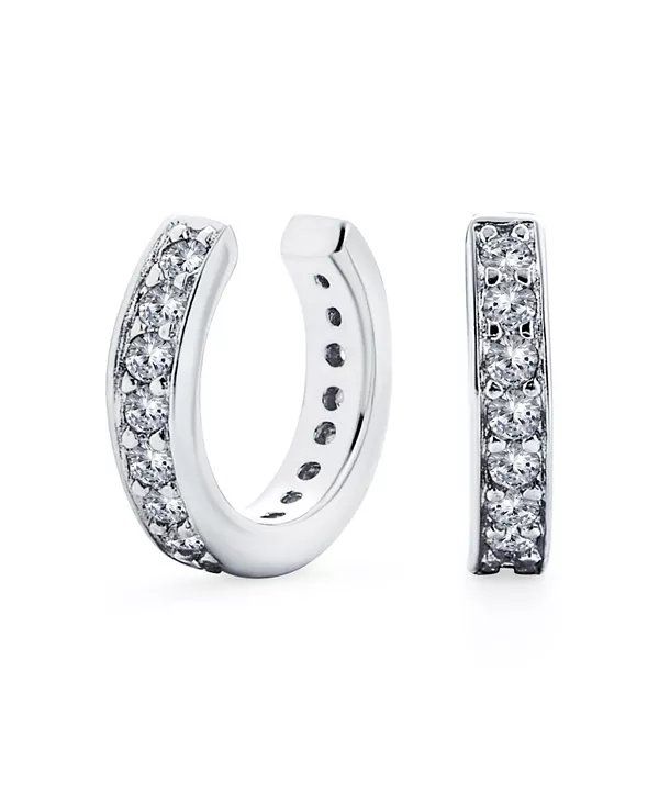 

Минималистичные серьги-каффы с фианитами, хрящевые серьги-клипсы, розовое золото 14 карат Bling Jewelry, silver