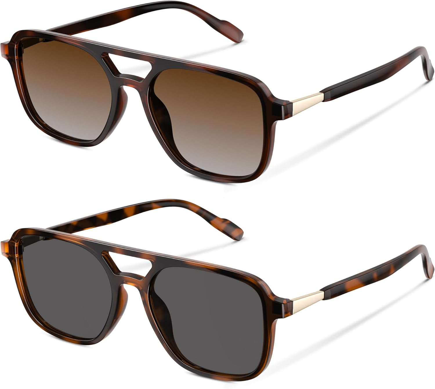 

Ретро-солнцезащитные очки-авиаторы для женщин и мужчин: поляризованные, модные прямоугольные солнцезащитные очки для женщин и мужчин ELITERA, Leopard Brown +Tortoise Gray